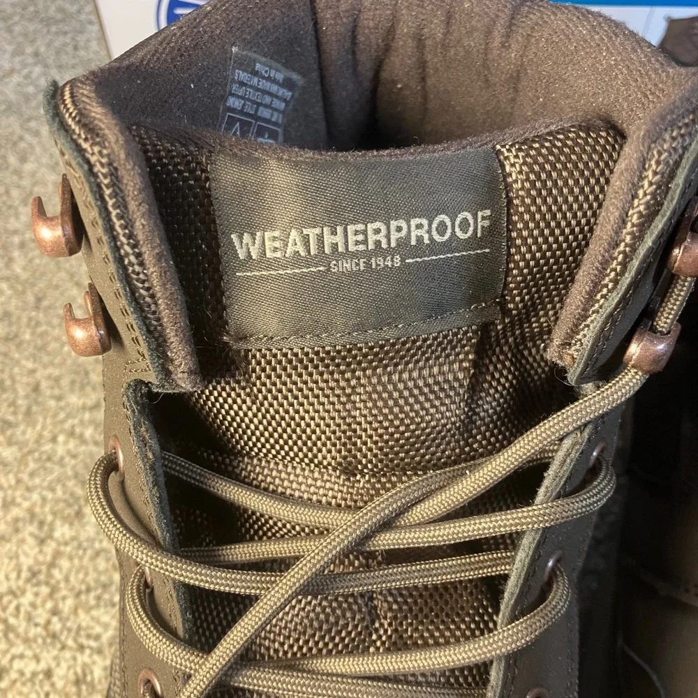 Weatherproof Jenkins Mens 12 Brown Lace Up Memory Foam Hiking Boots NEW IN BOX‎